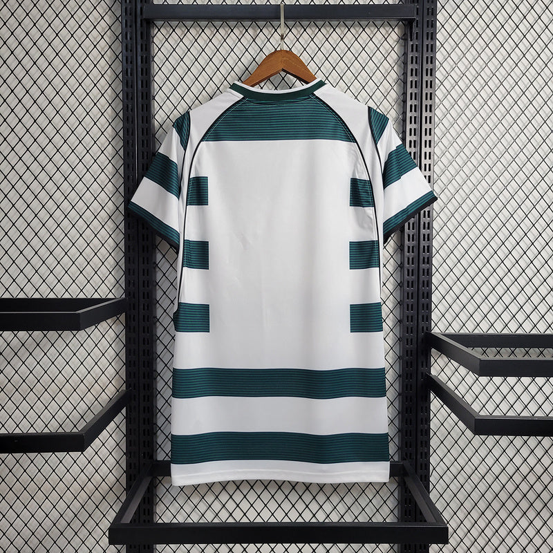 CAMISA RETRÔ DO SPORTING 01/03 BRANCO E VERDE