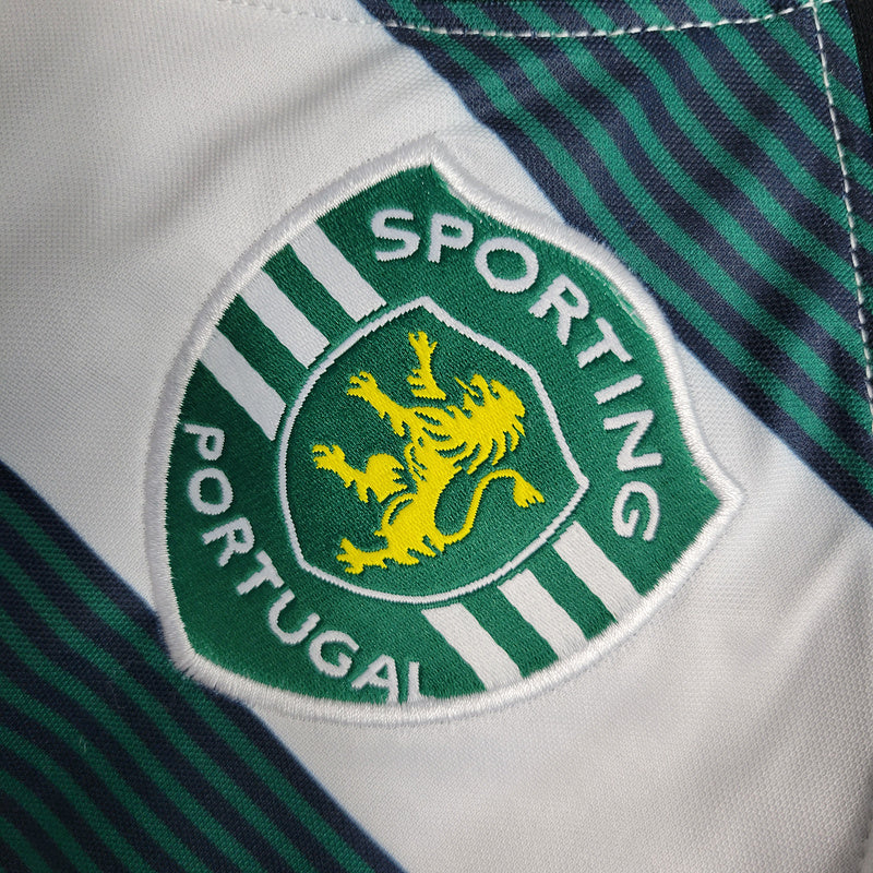 CAMISA RETRÔ DO SPORTING 01/03 BRANCO E VERDE