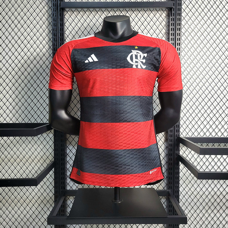 CAMISA VERSÃO PLAYER DO FLAMENGO 23/24 VERMELHO E PRETO