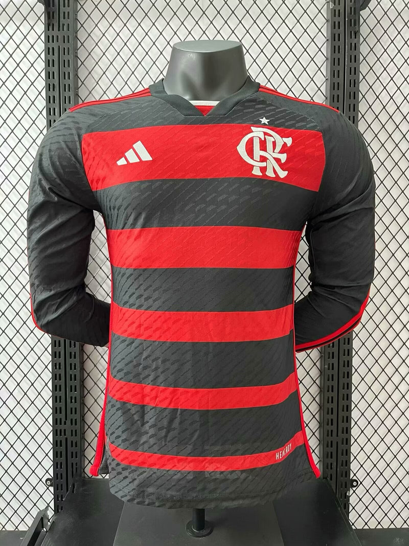 CAMISOLA MANGA LONGA DO FLAMENGO 24/25 VERMELHO E PRETO